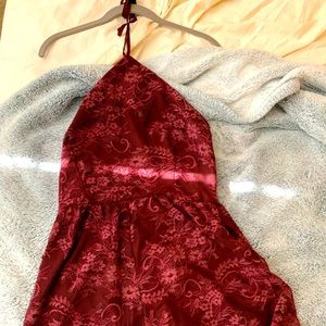 Halter Floral lacy Red Romper
